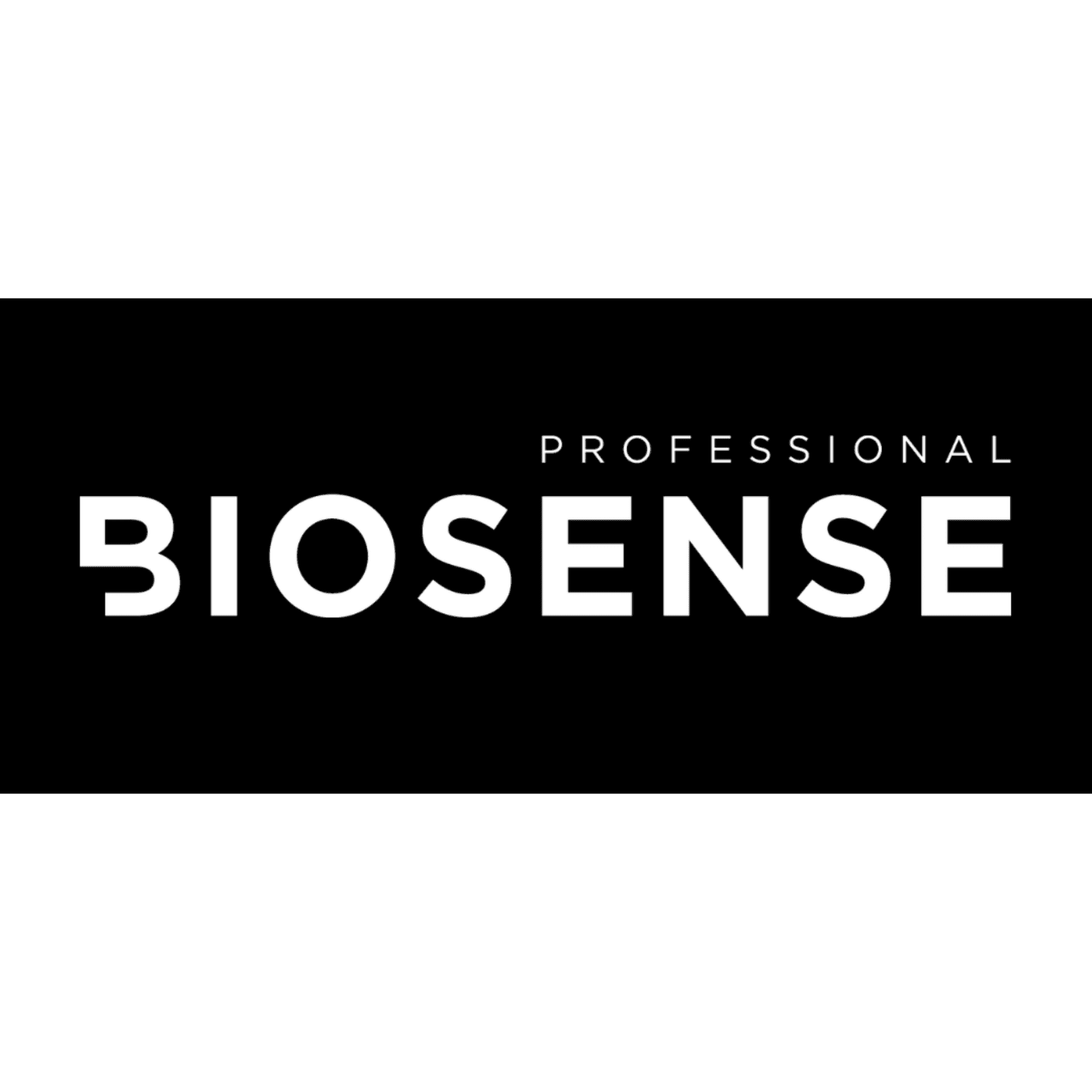 Logo with white text 'Professional BioSense' on a black background.