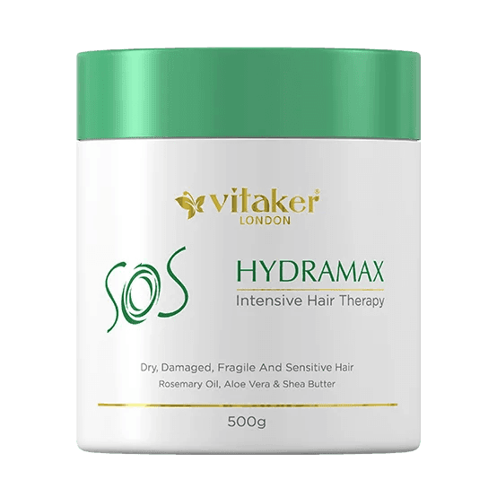 Vitaker SOS HYDRAMAX Intensive Hair Therapy container with green lid, 500g.